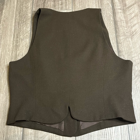 Women’s dark brown Limited button up vest 100% wool size large - Picture 6 of 8